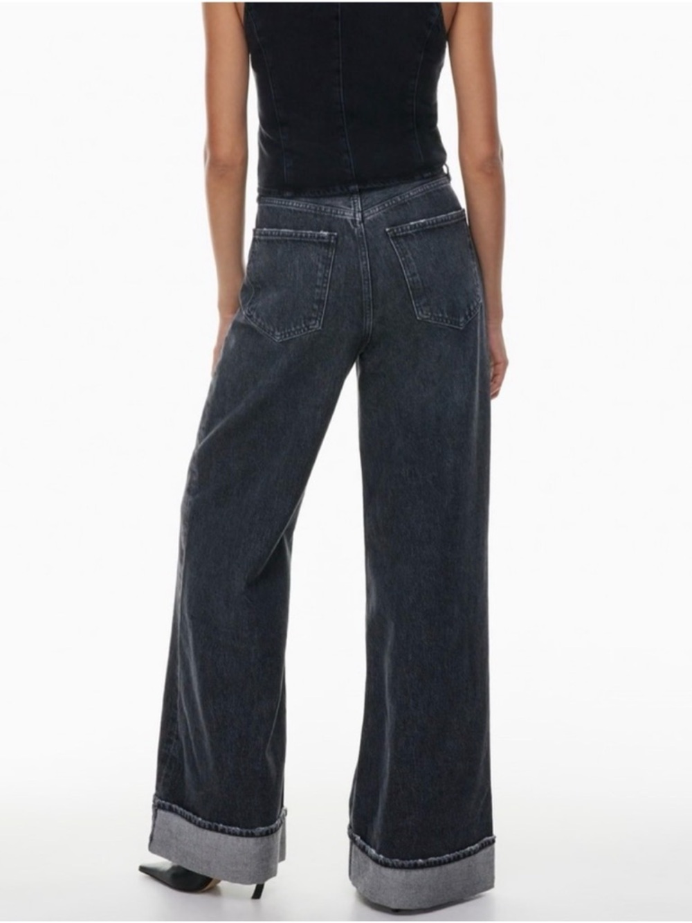 Agolde Black High-Rise Wide Leg Jeans with Button Fly Nwt - Picture 12 of 12